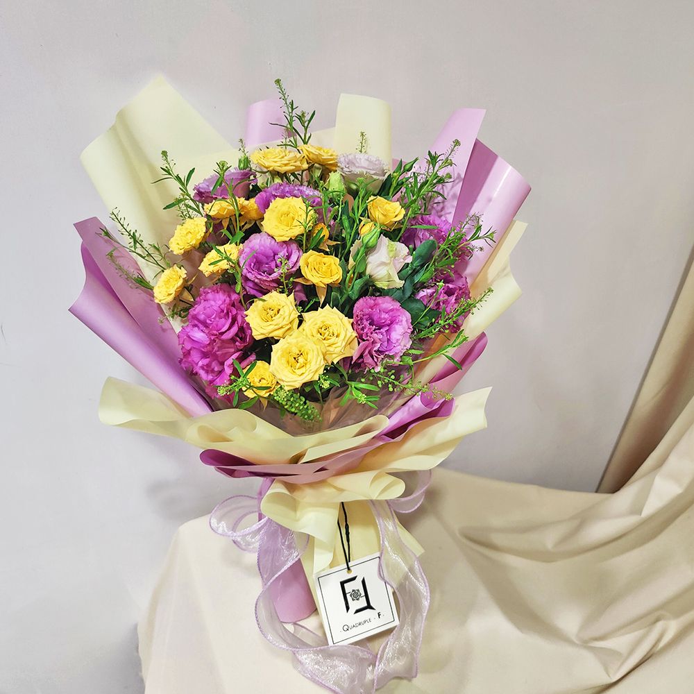 點滴溫存 | 波浪紫洋桔梗黃小玫瑰鮮花花束 3 點滴溫存 | 波浪紫洋桔梗黃小玫瑰鮮花花束 - BM100011