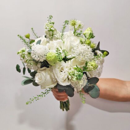 白玫瑰紫羅蘭鮮花結婚花球連襟花 WB010006