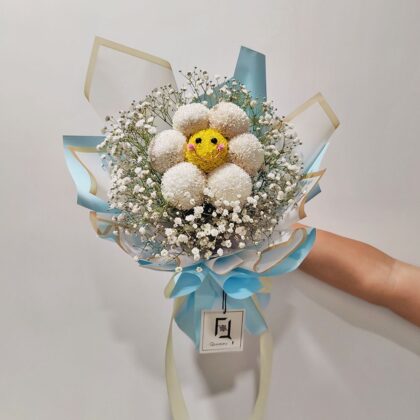 白色笑哈哈乒乓菊哈哈笑鮮花花束 BM100009
