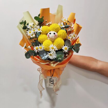 黃色笑哈哈乒乓菊哈哈笑鮮花花束 BM100008