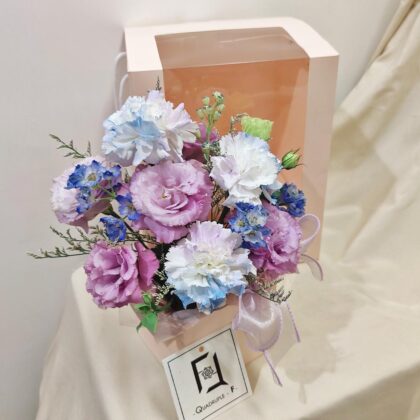 Cerulean Stars | Blue-purple on White Carnations & Delphinium Fresh Flower Box - TC070006