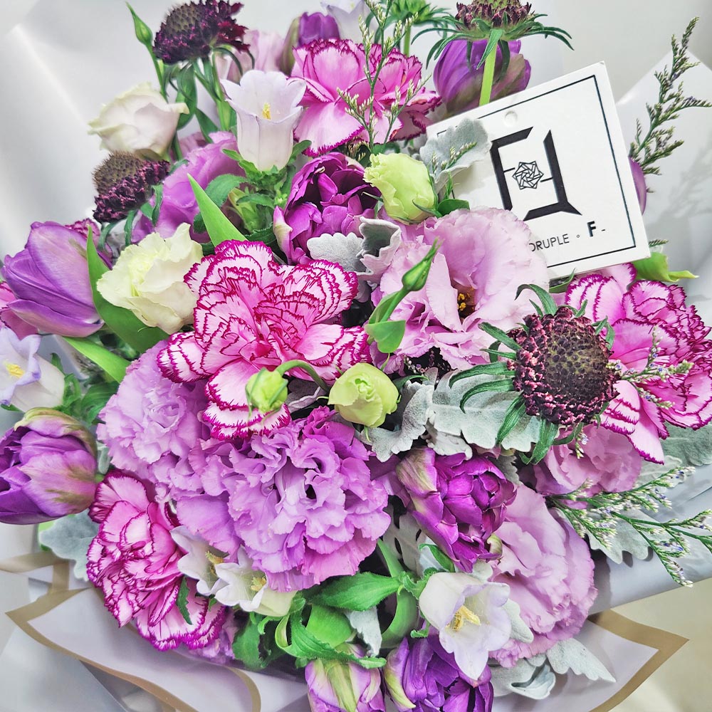 紫夜幽香 | 重瓣紫鬱金香紫康乃馨鮮花花束 2 紫夜幽香 | 重瓣紫鬱金香紫康乃馨鮮花花束 - BL030001