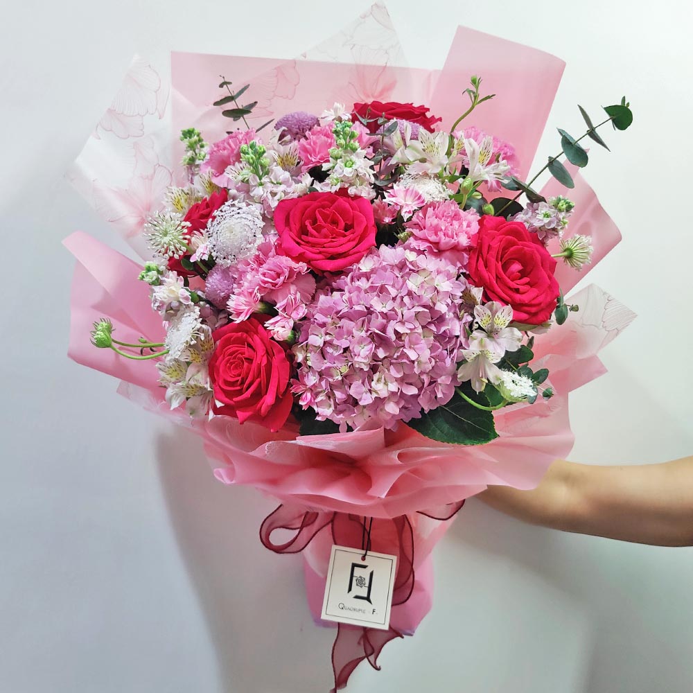 錦簇桃粉 | 桃紅玫瑰粉紅繡球鮮花花束 1 錦簇桃粉 | 桃紅玫瑰粉紅繡球鮮花花束 - BL040008