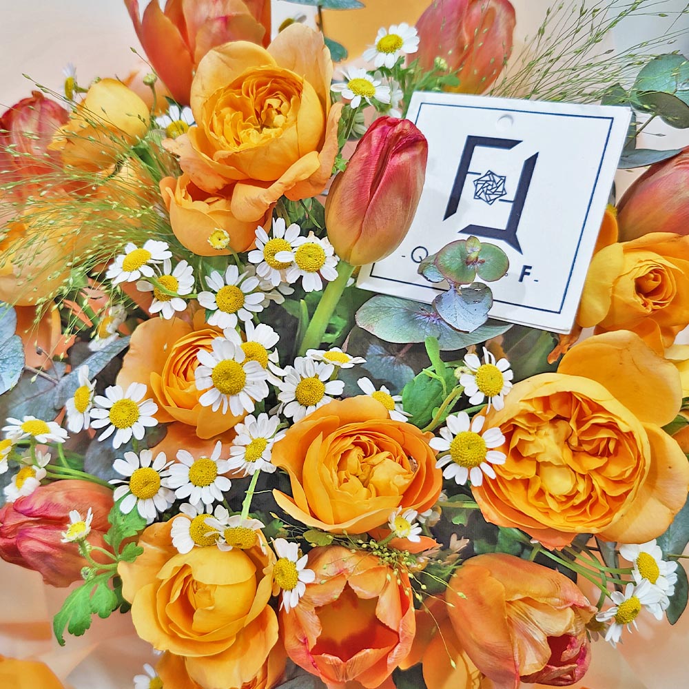 橙光微瀾 | 橙鬱金香橙小玫瑰鮮花花束 2 橙光微瀾 | 橙鬱金香橙小玫瑰鮮花花束 - BL030004