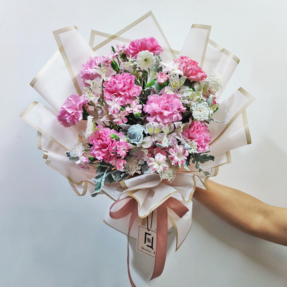 桃粉凝霜 | 桃粉康乃馨粉小百合鮮花花束 1 桃粉凝霜 | 桃粉康乃馨粉小百合鮮花花束 - BL070007