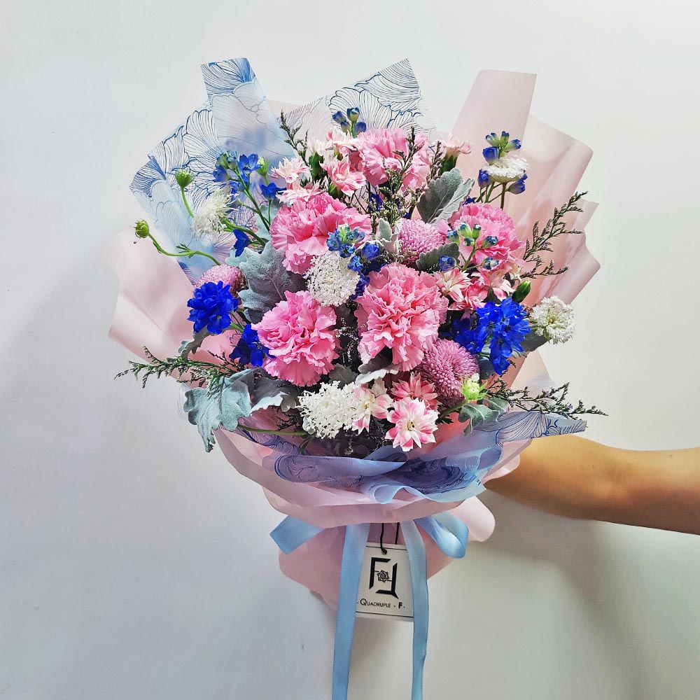 幻夜星桃 | 桃粉康乃馨粉紅乒乓菊鮮花花束 1 幻夜星桃 | 桃粉康乃馨粉紅乒乓菊鮮花花束 - BL070008