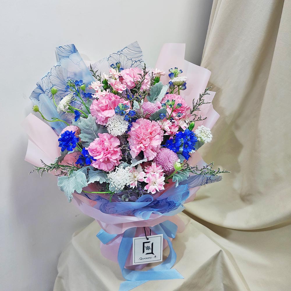 幻夜星桃 | 桃粉康乃馨粉紅乒乓菊鮮花花束 3 幻夜星桃 | 桃粉康乃馨粉紅乒乓菊鮮花花束 - BL070008