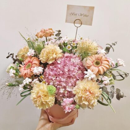 Blooming Prosperity | Pink Hydrangea & Pink-edged Champagne Fresh Flower Hug Bucket - TA040003