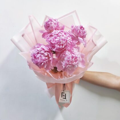 Snowy Peak Fuji | Pink Peony Fresh Flower Bouquet - BM080001