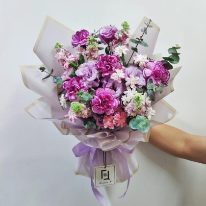 霞光紫韻 | 紫康乃馨粉紅紫羅蘭鮮花花束 - BL070010