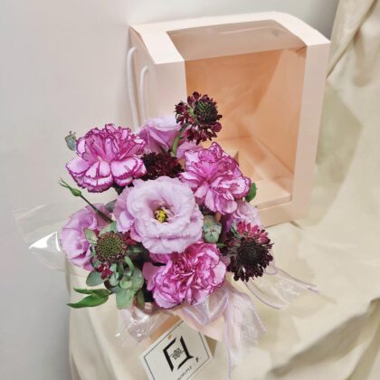 Phantom Nocturne | Purple Carnations & Black Scabiosa Fresh Flower Box - TC070002