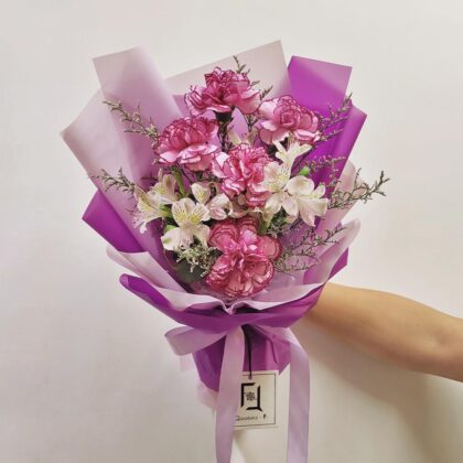 Purple Mist Dream | Purple Carnations & Pink Alstroemeria Fresh Flower Bouquet - BM070008