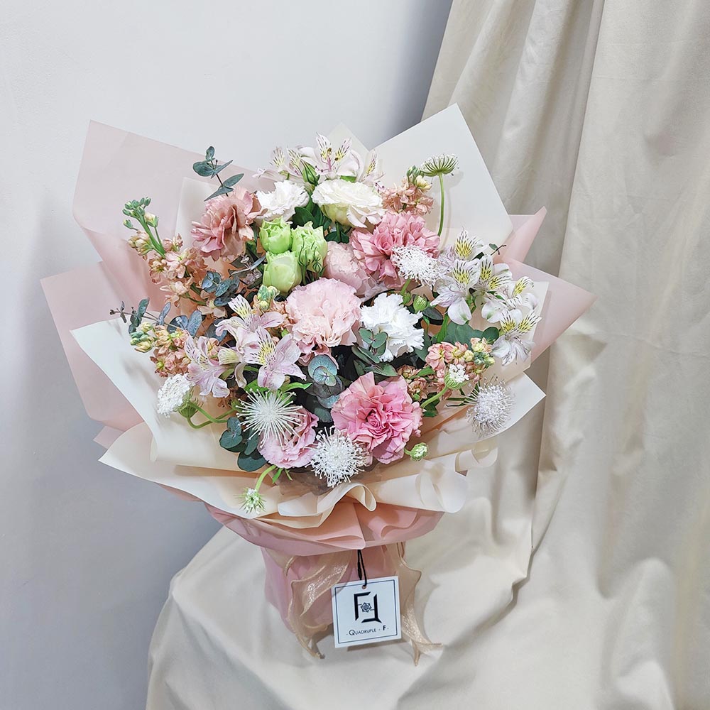 Elegant Devotion | Vintage Pink Carnation & Champagne Stock Fresh Flower Bouquet 3 Elegant Devotion | Vintage Pink Carnation & Champagne Stock Fresh Flower Bouquet - BL070004