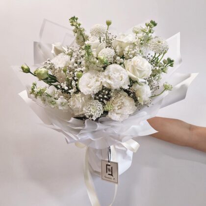 白玫瑰紫羅蘭鮮花花束 BM010013