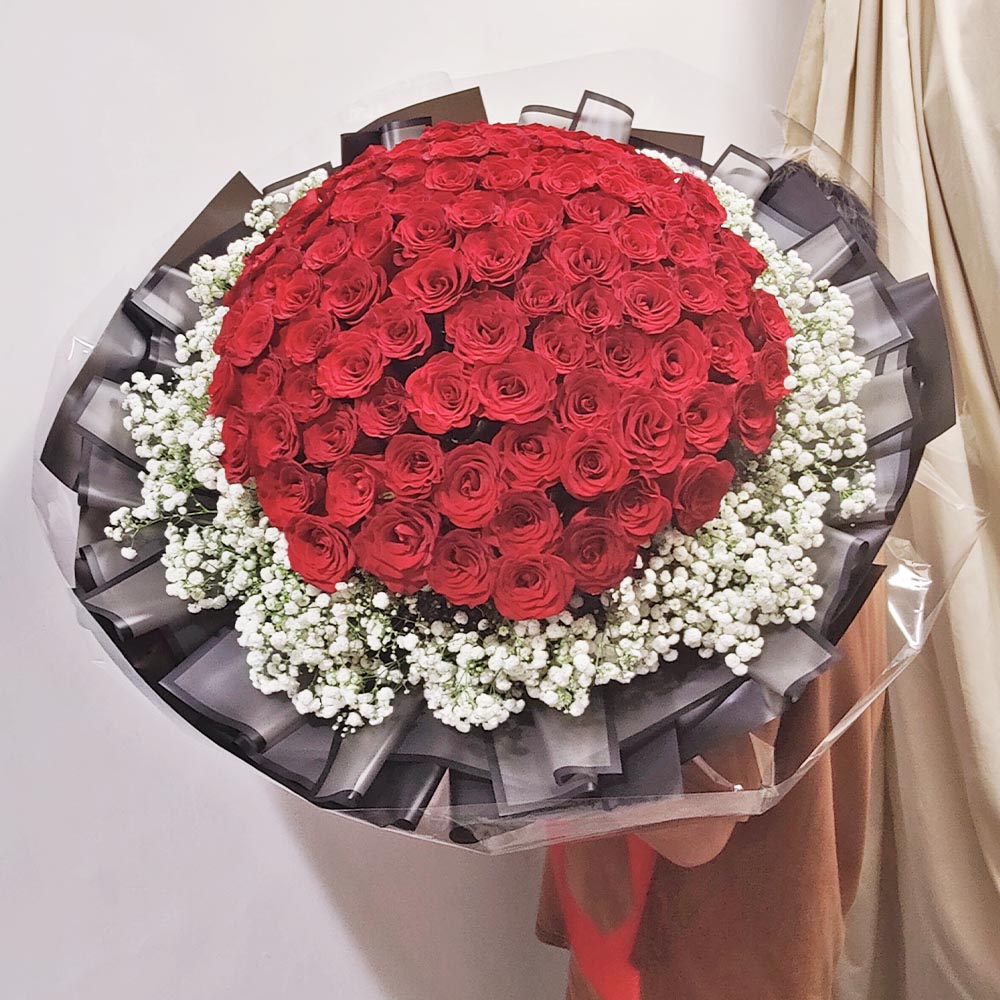 星河炙愛 | 99支紅玫瑰滿天星鮮花求婚花束 1 星河炙愛 | 99支紅玫瑰滿天星鮮花求婚花束 - BH010021