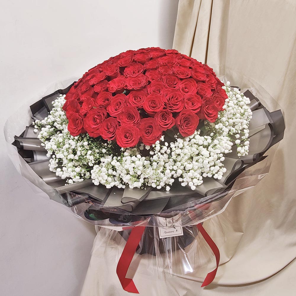 星河炙愛 | 99支紅玫瑰滿天星鮮花求婚花束 3 星河炙愛 | 99支紅玫瑰滿天星鮮花求婚花束 - BH010021