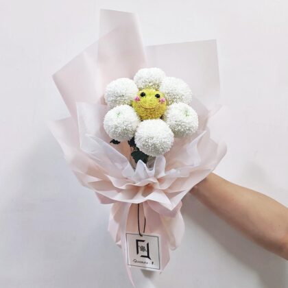 稚趣微笑 | 白色笑哈哈乒乓菊哈哈笑鮮花花束 - BS100019