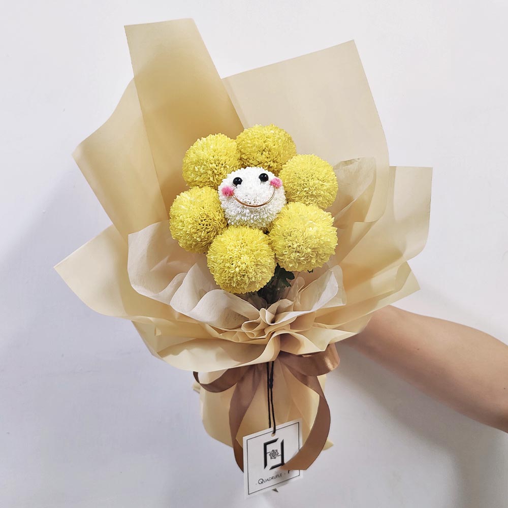 暖陽笑靨 | 黃色笑哈哈乒乓菊哈哈笑鮮花花束 1 暖陽笑靨 | 黃色笑哈哈乒乓菊哈哈笑鮮花花束 - BS100020