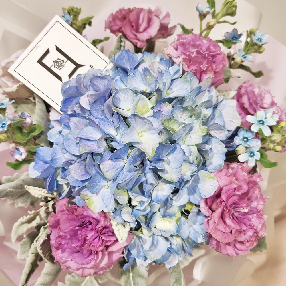 Azure Coast | Blue Hydrangea & Blue Tweedia Fresh Flower Bouquet 2 Azure Coast | Blue Hydrangea & Blue Tweedia Fresh Flower Bouquet - BM040004