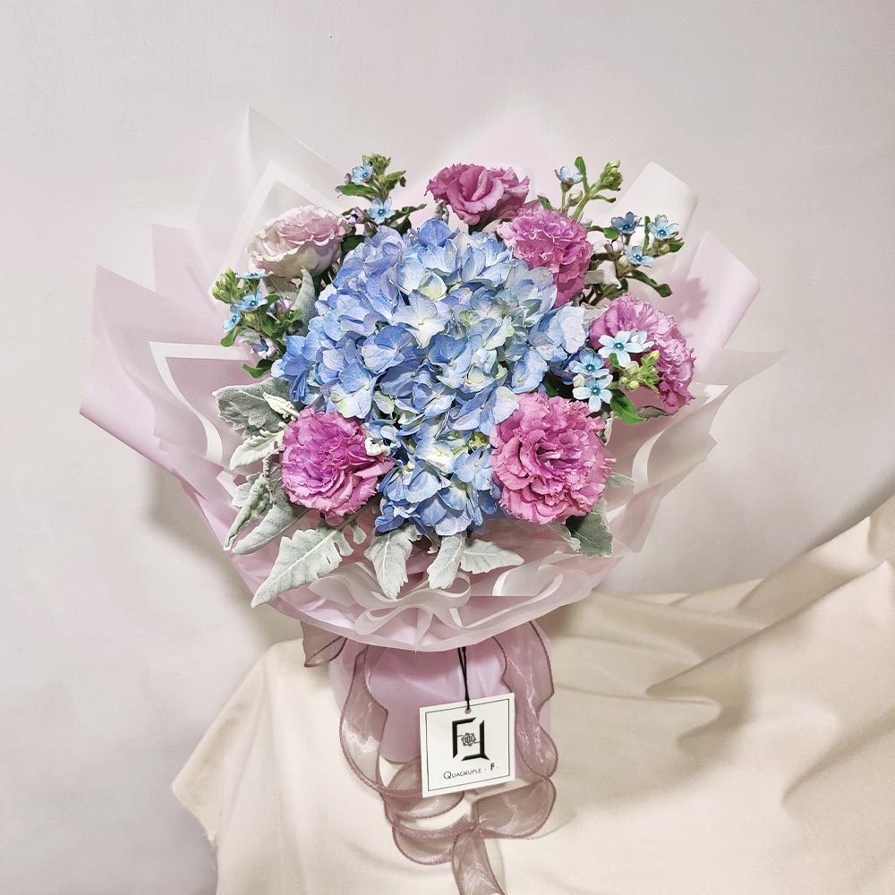 Azure Coast | Blue Hydrangea & Blue Tweedia Fresh Flower Bouquet 3 Azure Coast | Blue Hydrangea & Blue Tweedia Fresh Flower Bouquet - BM040004