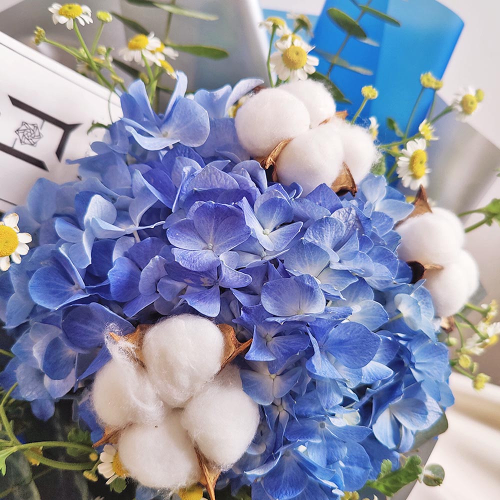 雲端絮語 | 藍色繡球棉花洋甘菊鮮花花束 2 雲端絮語 | 藍色繡球棉花洋甘菊鮮花花束 - BM040005