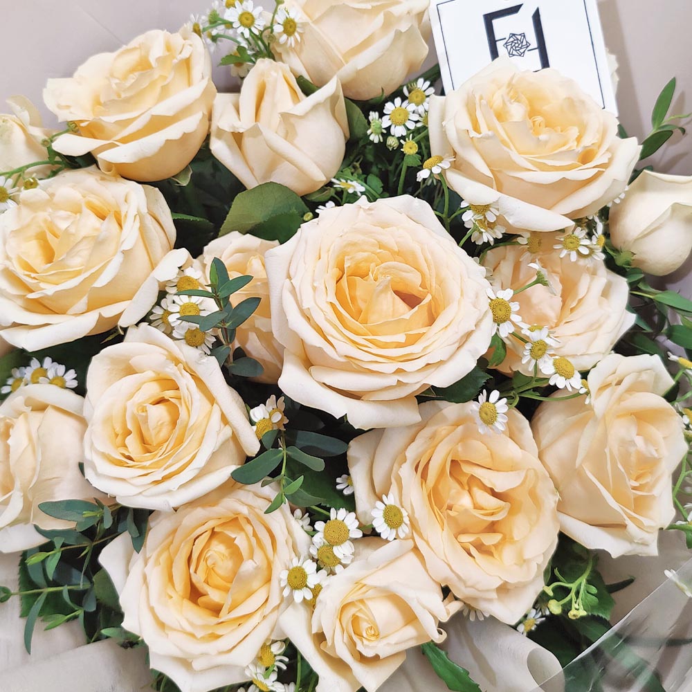 Sweet Tenderness | Champagne Rose & Chamomile Fresh Flower Bouquet 2 Sweet Tenderness | Champagne Rose & Chamomile Fresh Flower Bouquet - BL010049