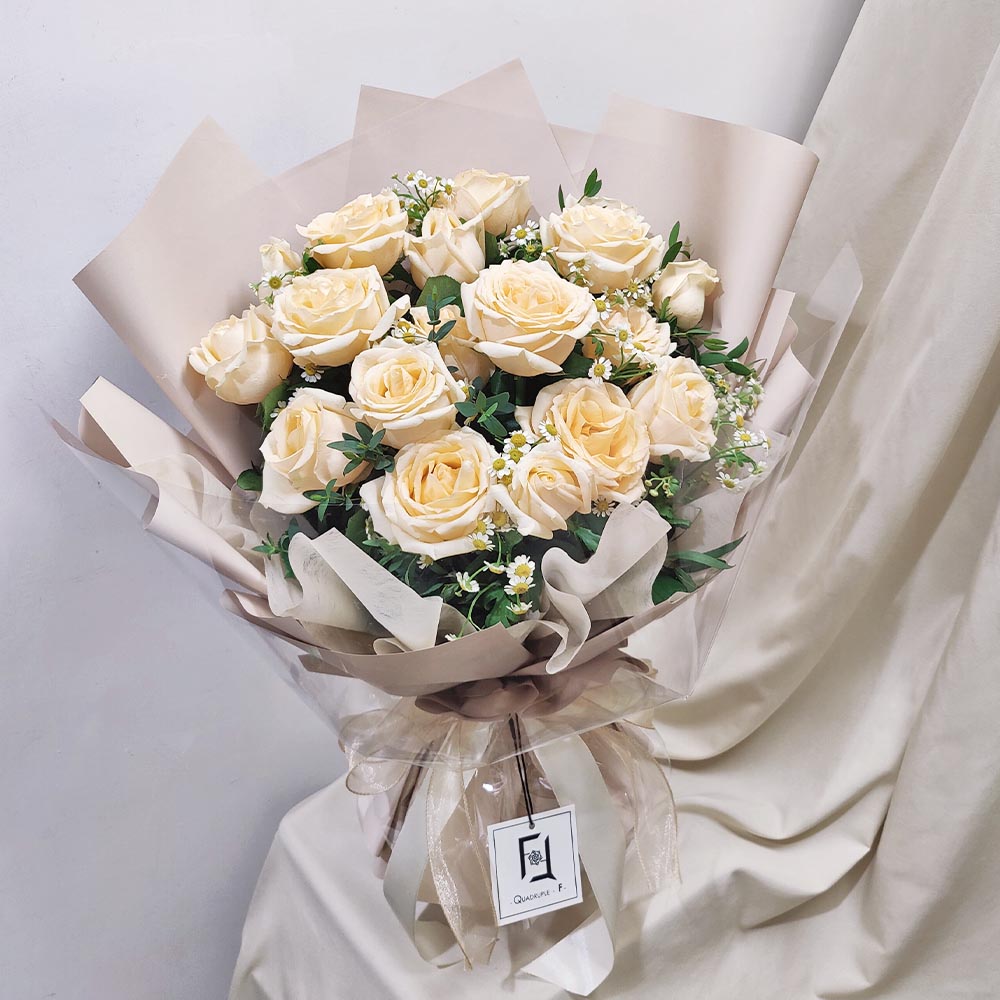 Sweet Tenderness | Champagne Rose & Chamomile Fresh Flower Bouquet 3 Sweet Tenderness | Champagne Rose & Chamomile Fresh Flower Bouquet - BL010049