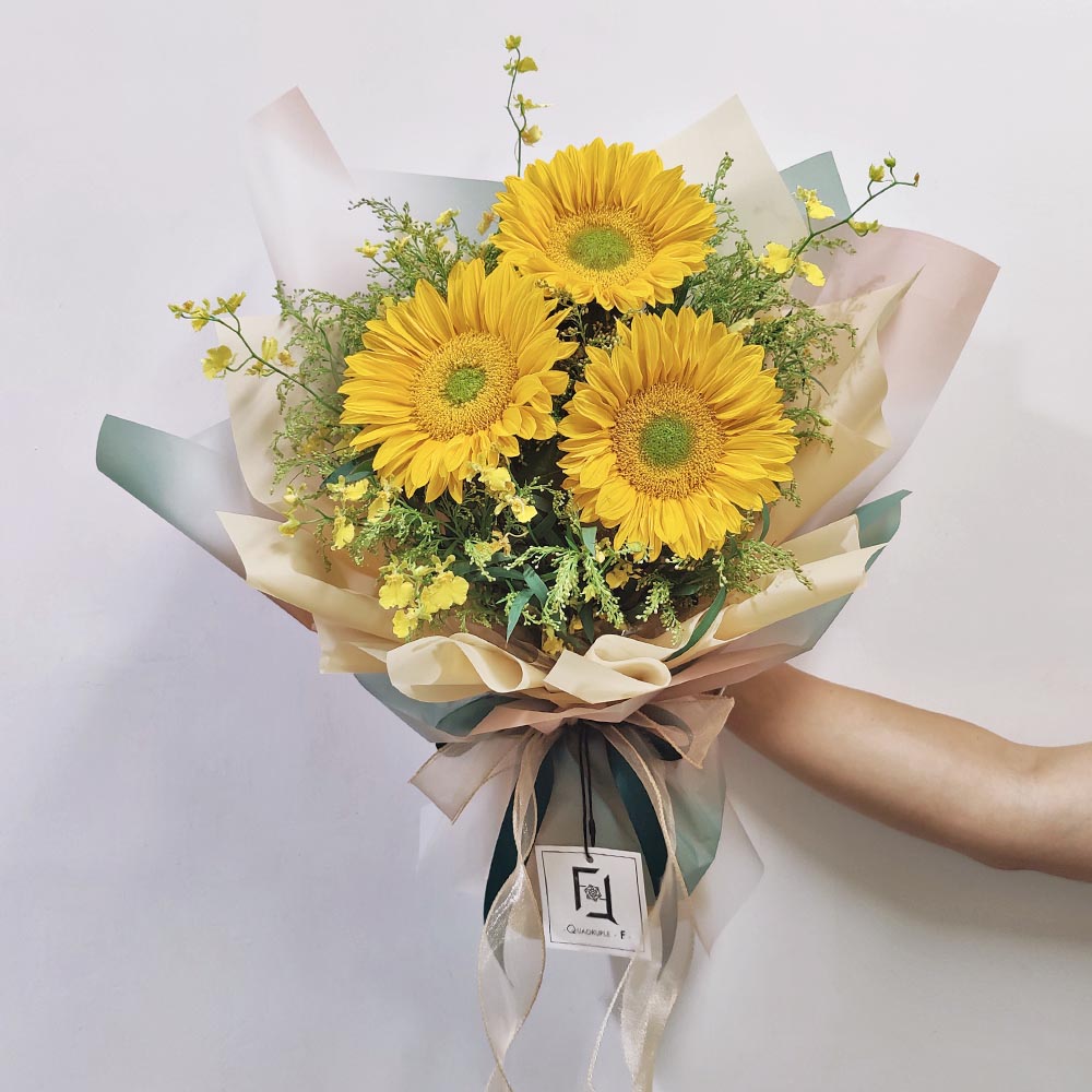 麥田微風 | 綠芯向日葵跳舞蘭鮮花花束 1 麥田微風 | 綠芯向日葵跳舞蘭鮮花花束 - BL060013