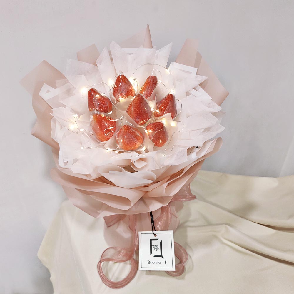 Berry Dreams | Japanese Strawberry & LED String Lights Fresh Fruit Bouquet 2 Berry Dreams | Japanese Strawberry & LED String Lights Fresh Fruit Bouquet - BM100015