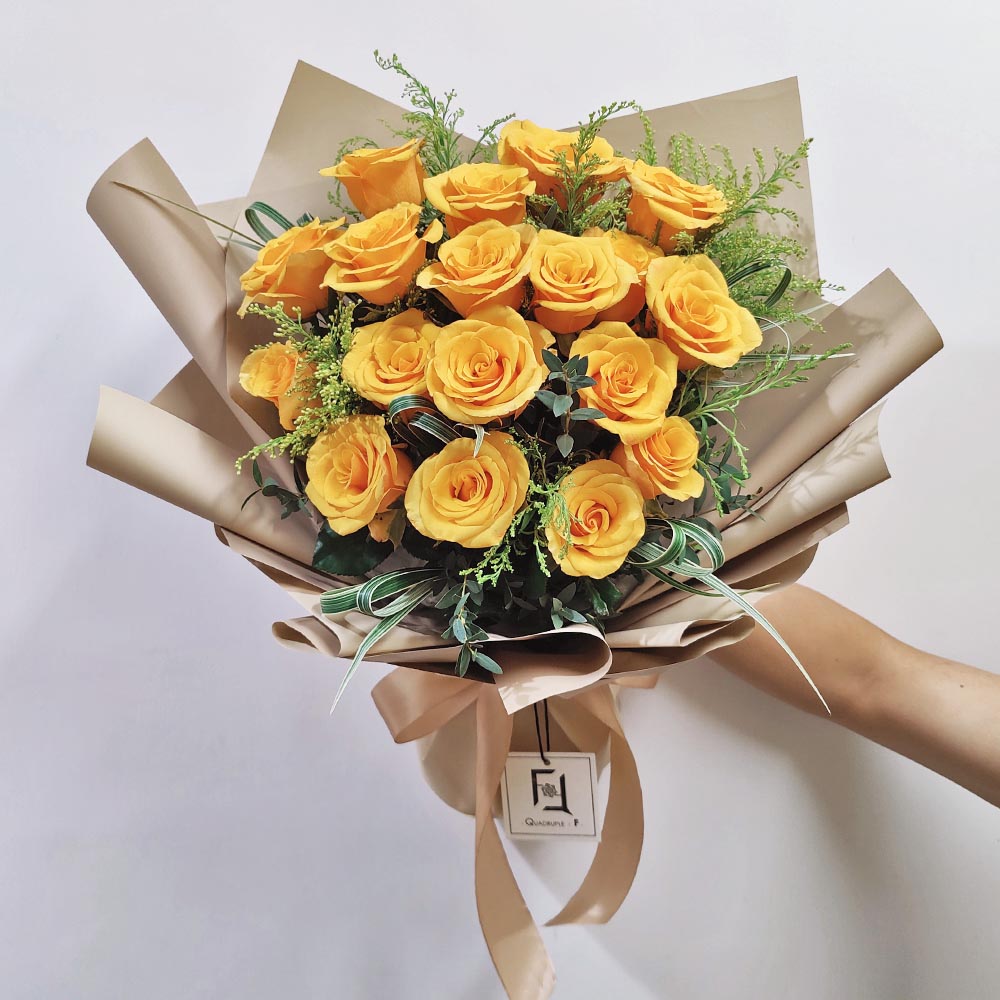Dawn & Dusk | Orange-Yellow Rose Fresh Flower Bouquet 1 Dawn & Dusk | Orange-Yellow Rose Fresh Flower Bouquet - BL010048