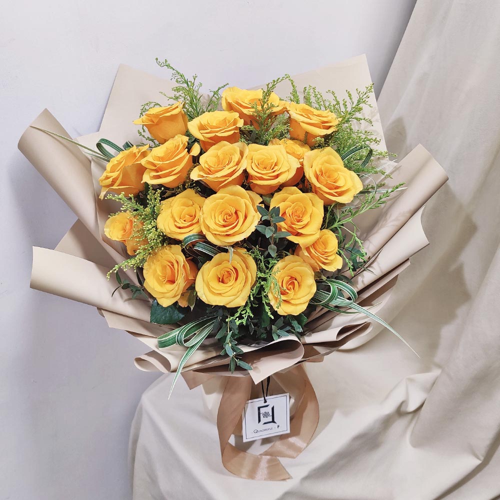 Dawn & Dusk | Orange-Yellow Rose Fresh Flower Bouquet 3 Dawn & Dusk | Orange-Yellow Rose Fresh Flower Bouquet - BL010048