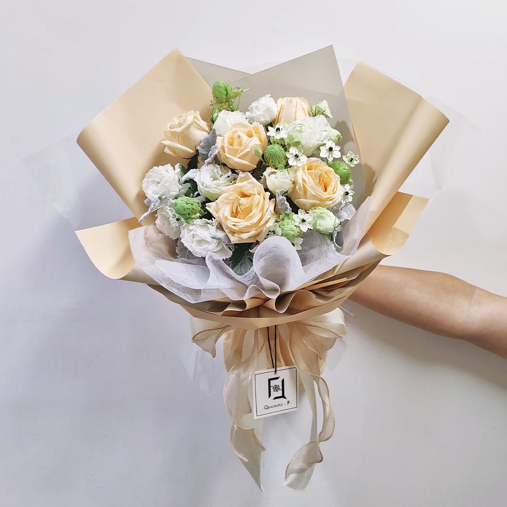 Twilight Tenderness | Pink Rose & White Phalaenopsis Fresh Flower Bouquet 1 Twilight Tenderness | Pink Rose & White Phalaenopsis Fresh Flower Bouquet - BM010029