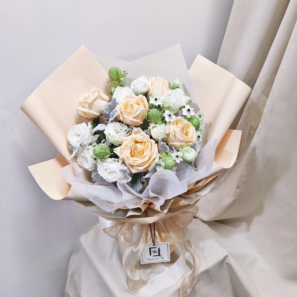 Twilight Tenderness | Pink Rose & White Phalaenopsis Fresh Flower Bouquet 3 Twilight Tenderness | Pink Rose & White Phalaenopsis Fresh Flower Bouquet - BM010029