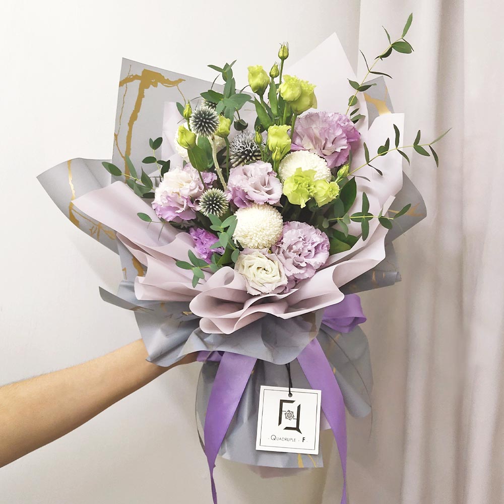 可愛幻愛 | 紫桔梗白乒乓鮮花花束 1 可愛幻愛 | 紫桔梗白乒乓鮮花花束 - BM100001