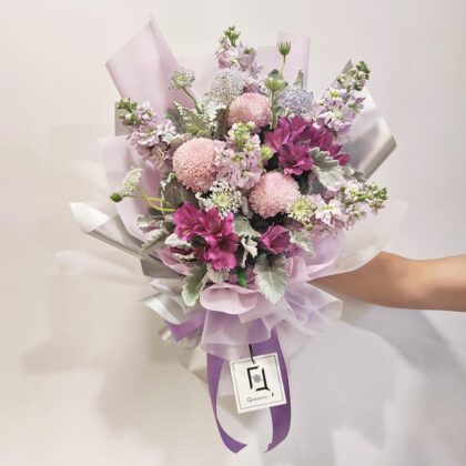 紫乒乓淺紫羅蘭鮮花花束 BL100004