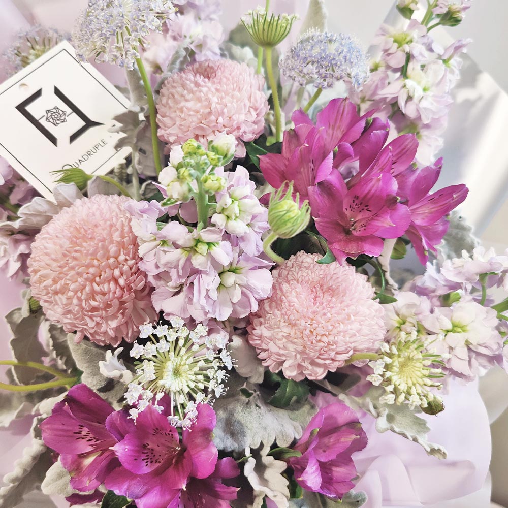 永久幻愛 | 紫乒乓菊淺紫羅蘭鮮花花束 2 永久幻愛 | 紫乒乓菊淺紫羅蘭鮮花花束 - BL100004