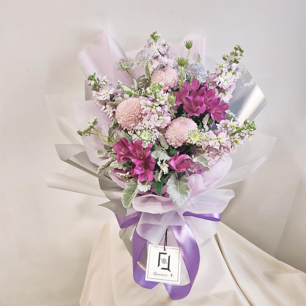 永久幻愛 | 紫乒乓菊淺紫羅蘭鮮花花束 3 永久幻愛 | 紫乒乓菊淺紫羅蘭鮮花花束 - BL100004