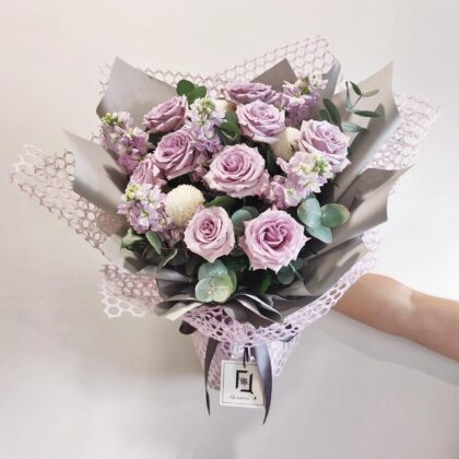 紫玫瑰紫羅蘭鮮花花束 BL010039
