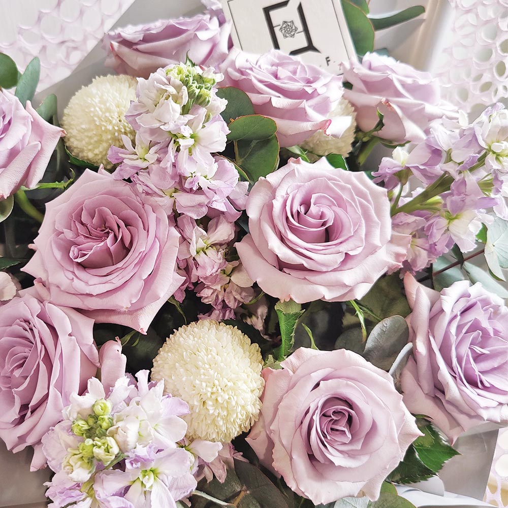 Eternal Purple Rhythm | Purple Rose & Stock Fresh Flower Bouquet 2 Eternal Purple Rhythm | Purple Rose & Stock Fresh Flower Bouquet - BL010039