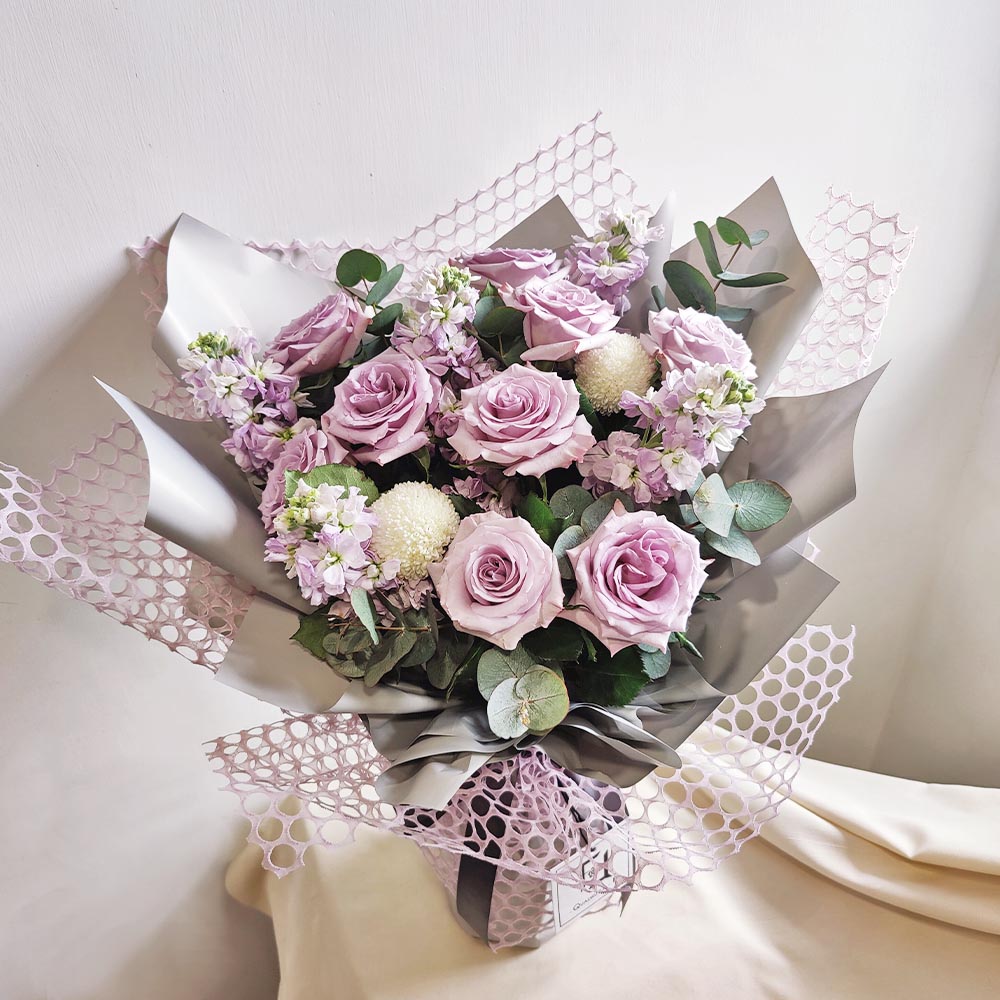 Eternal Purple Rhythm | Purple Rose & Stock Fresh Flower Bouquet 3 Eternal Purple Rhythm | Purple Rose & Stock Fresh Flower Bouquet - BL010039