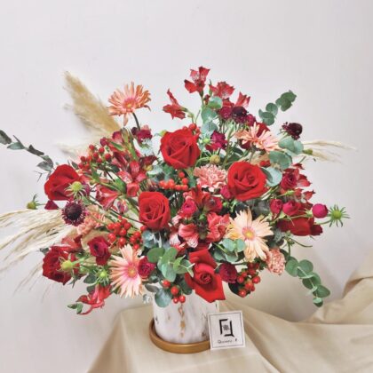 紅玫瑰鮮花藝術枱花 TA010003