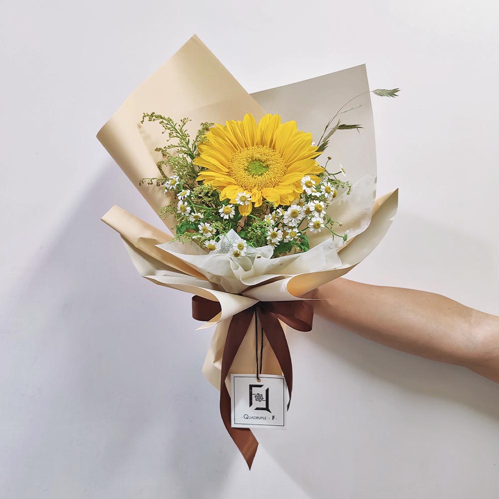 一縷微光 | 單支綠芯向日葵洋甘菊鮮花花束 1 一縷微光 | 單支綠芯向日葵洋甘菊鮮花花束 - BS060006