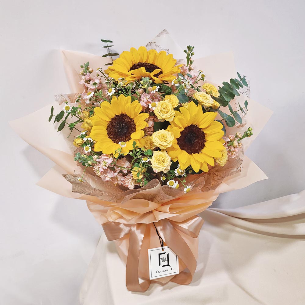 榮光序曲 | 向日葵香檳紫羅蘭洋甘菊鮮花花束 3 榮光序曲 | 向日葵香檳紫羅蘭洋甘菊鮮花花束 - BL060007