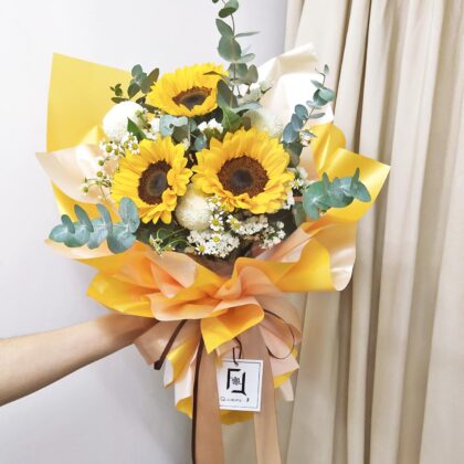 向日葵白乒乓鮮花花束 BL060002