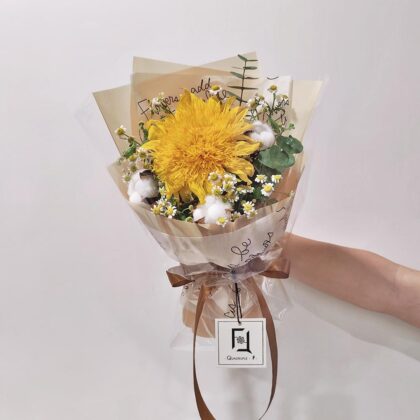 重瓣向日葵棉花鮮花花束 BS060005