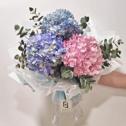 三色繡球鮮花花束 BL040006