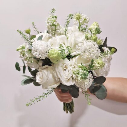 白玫瑰紫羅蘭鮮花結婚花球連襟花 WB010006