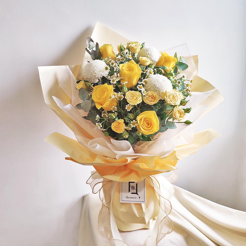 暖陽微醺 | 黃玫瑰乒乓菊鮮花花束 3 暖陽微醺 | 黃玫瑰乒乓菊鮮花花束 - BM010020