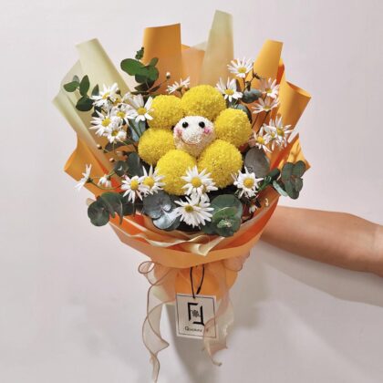 黃色笑哈哈乒乓菊哈哈笑鮮花花束 BM100008
