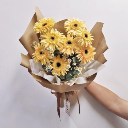 Morning Glimmer | Champagne Gerbera & Chamomile Fresh Flower Bouquet - BM100017